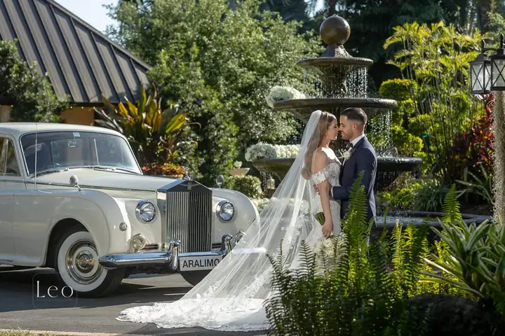 Bride walking the garden bridge at Longan’s Place