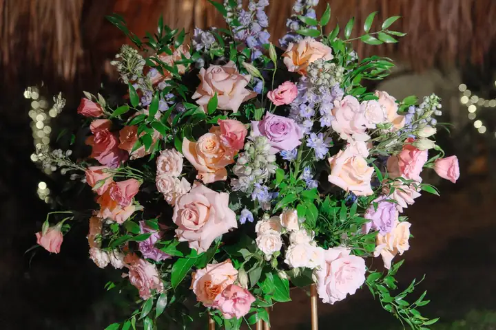 Pink and white floral arrangement detail