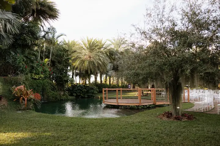 Longan’s Place garden bridge and pond