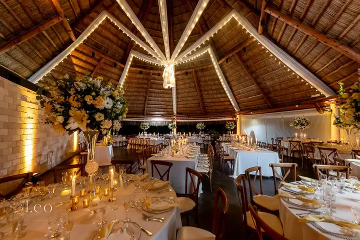 Warm barn reception setup