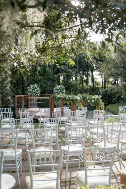 Outdoor ceremony seating in the garden
