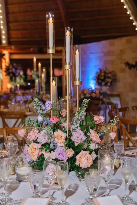 Candlelit reception centerpiece