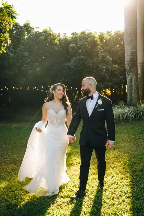 Couple portrait in golden garden light